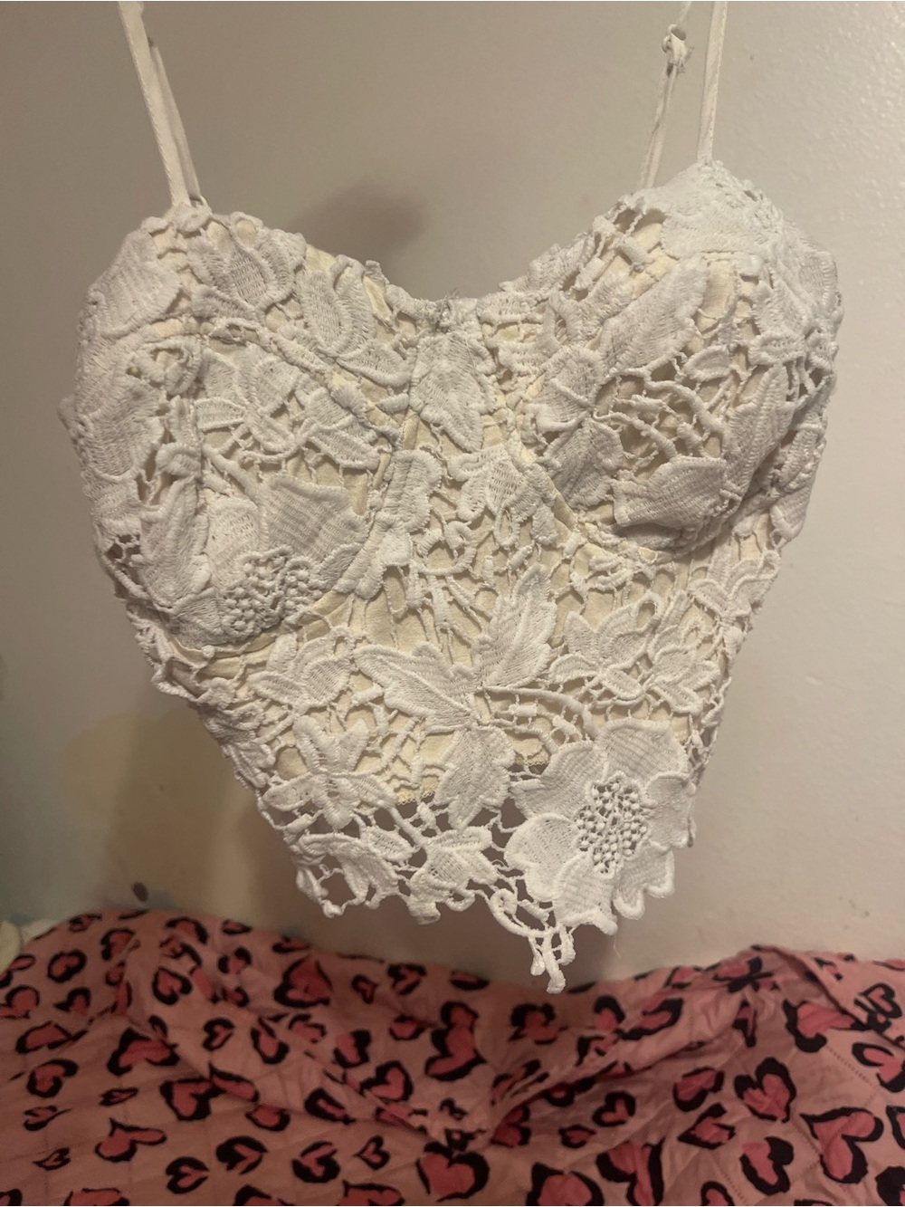 Forever 21 White Crochet Lace Bustier Camisole